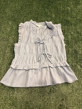 Time and Tru Light Blue Ruffle Tie-Front Camisole